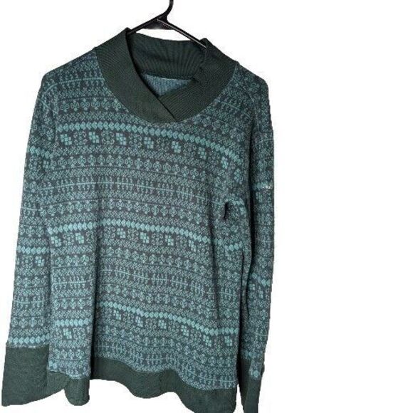 Columbia Pullover Sweater‎ Sweatshirt XL Green Geometric Print Hiking - Picture 1 of 6